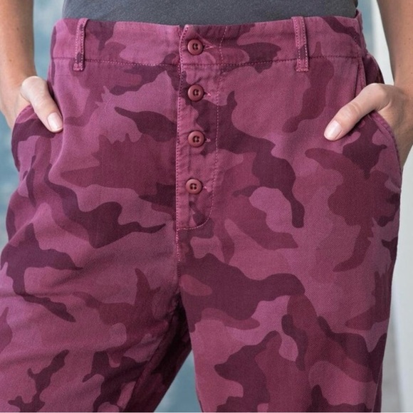 Sundance | Women’s merlot wine colored utility jogger pants, button front, sz S - Picture 3 of 15